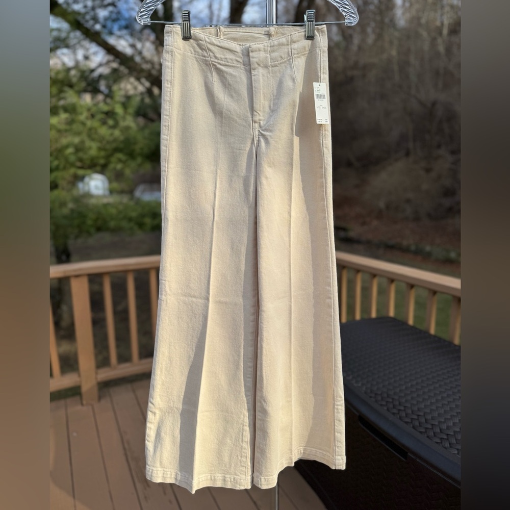 Pilcro Anthropologie Crop Pants/Jeans Size 23Tall Cream Back Tie Lace Up NWTS - Picture 3 of 9